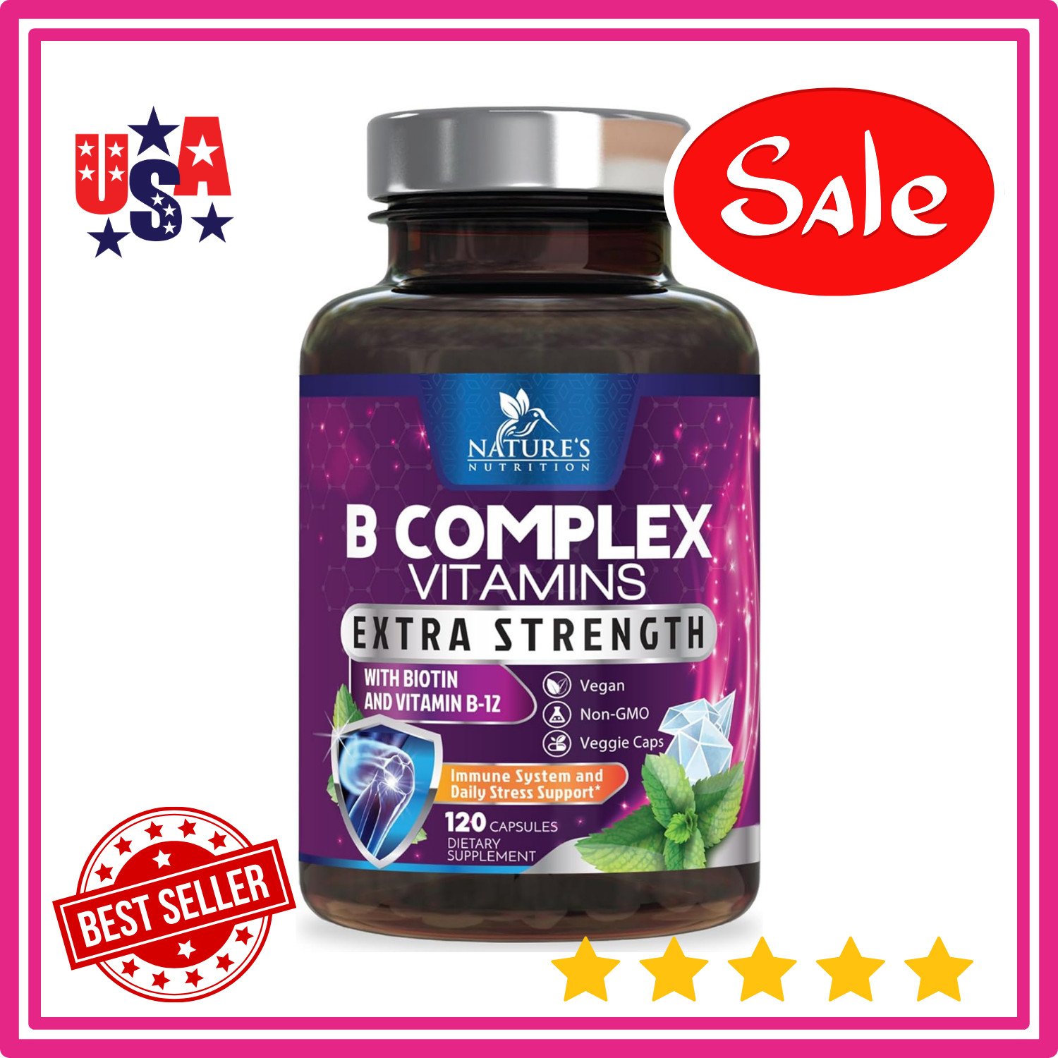Vitamin B Complex Vitamin B Supplement – B-Complex Vitamins with B12, B6, B9