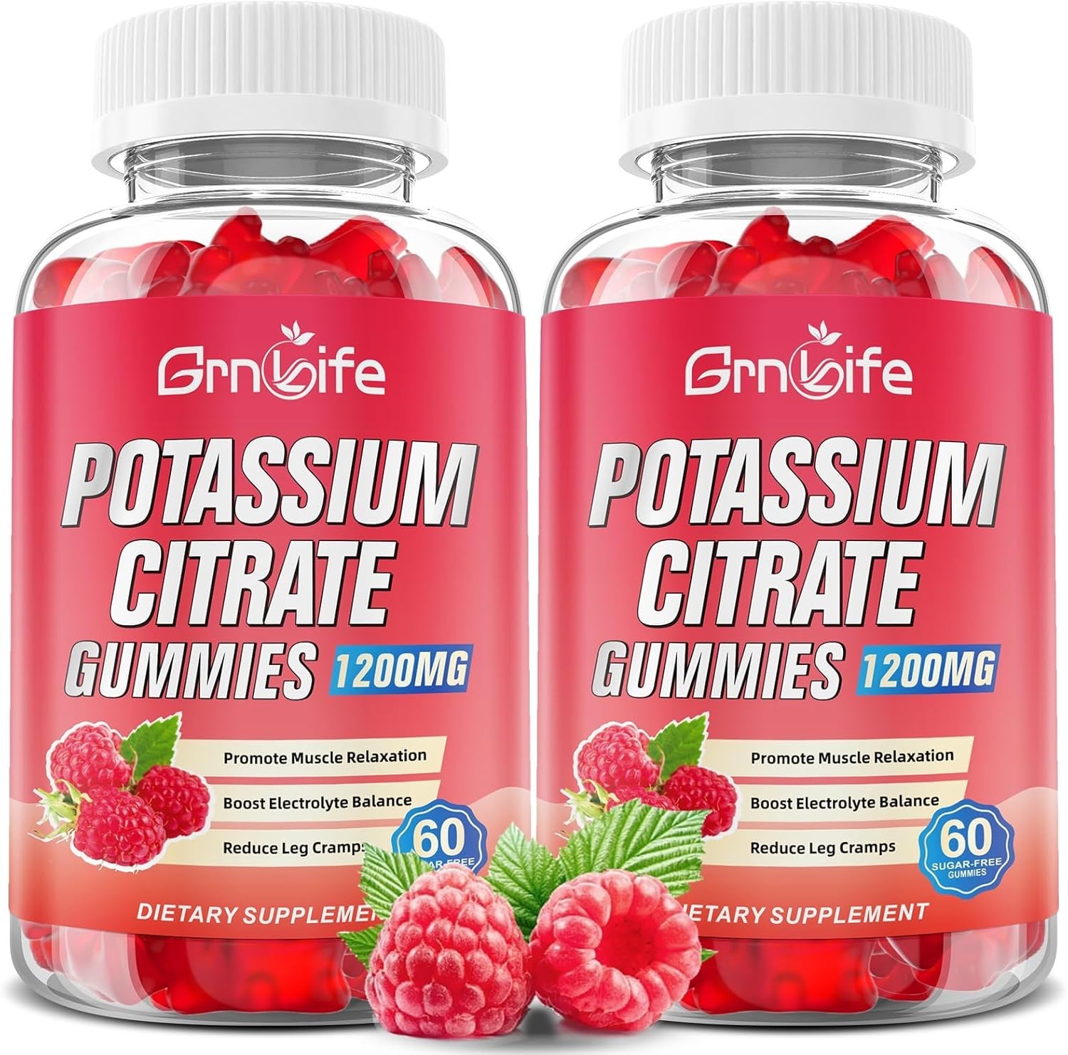 2 Pack Potassium Citrate Gummies, High Potassium Supplement Gummies 1200mg Suppo