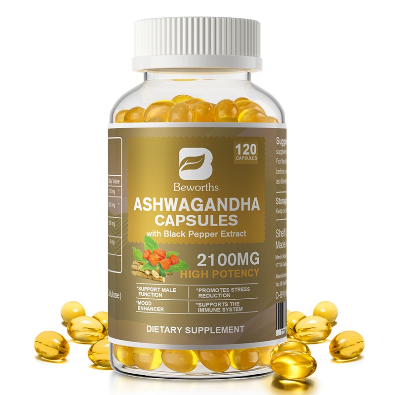 Organic Ashwagandha Capsules 1050 MG with Black Pepper Root Powder