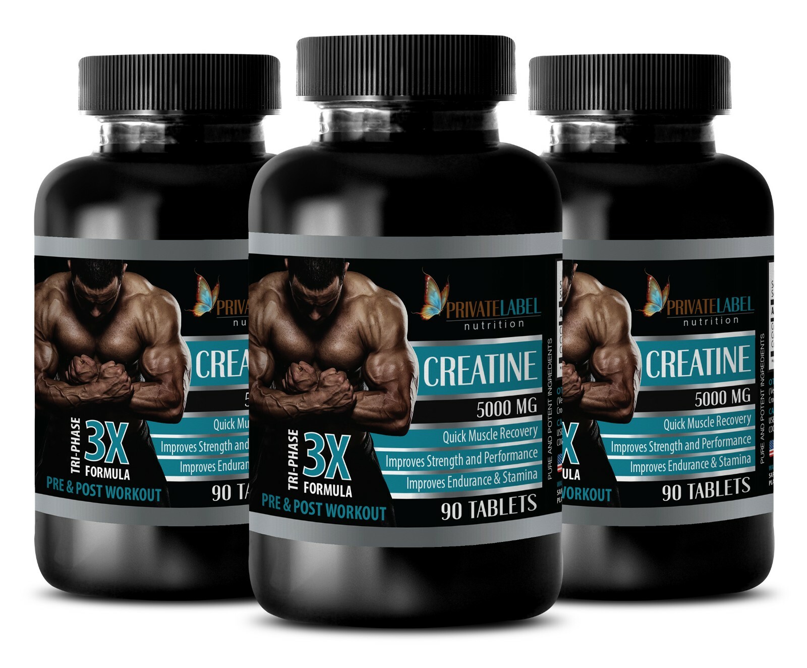 Premium Muscle Supplement Creatine Monohydrate 3X 5000mg – 3 Bottle 270 Tablets