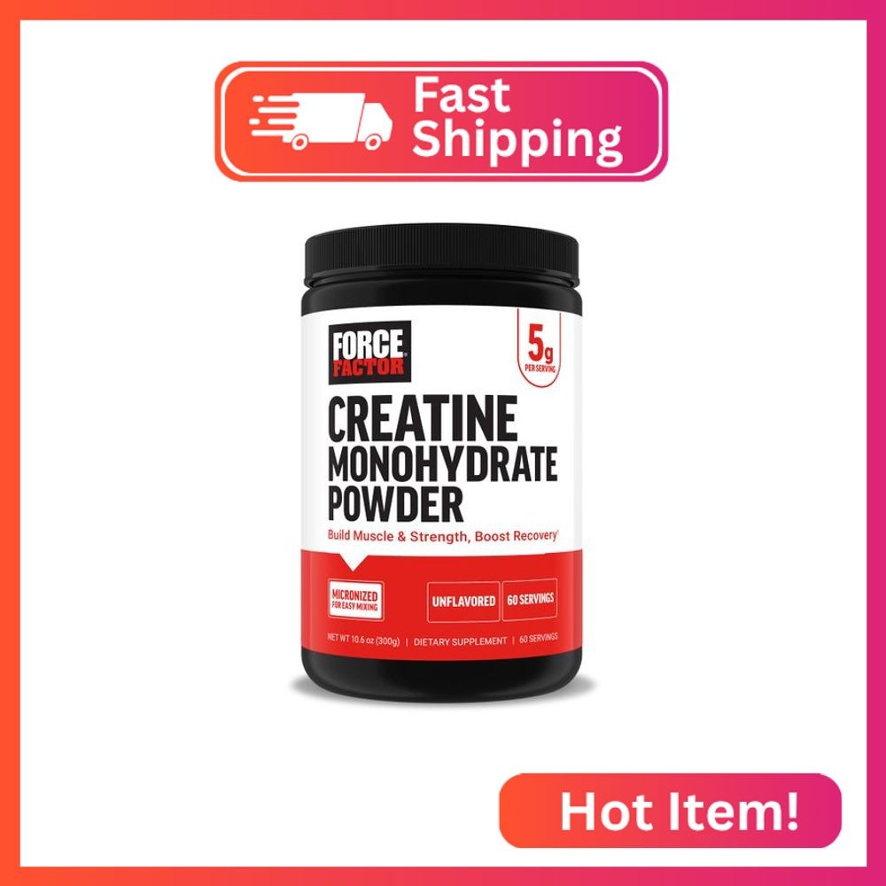 Force Factor Creatine Monohydrate Powder, 5g Micronized Dose to Support Muscle G
