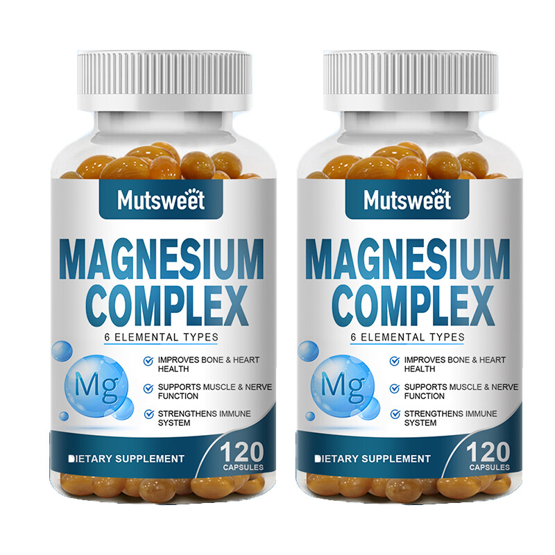 Magnesium Complex Supplement Caps – Mag Glycinate, Citrate, Malate 500mg 2 Pack