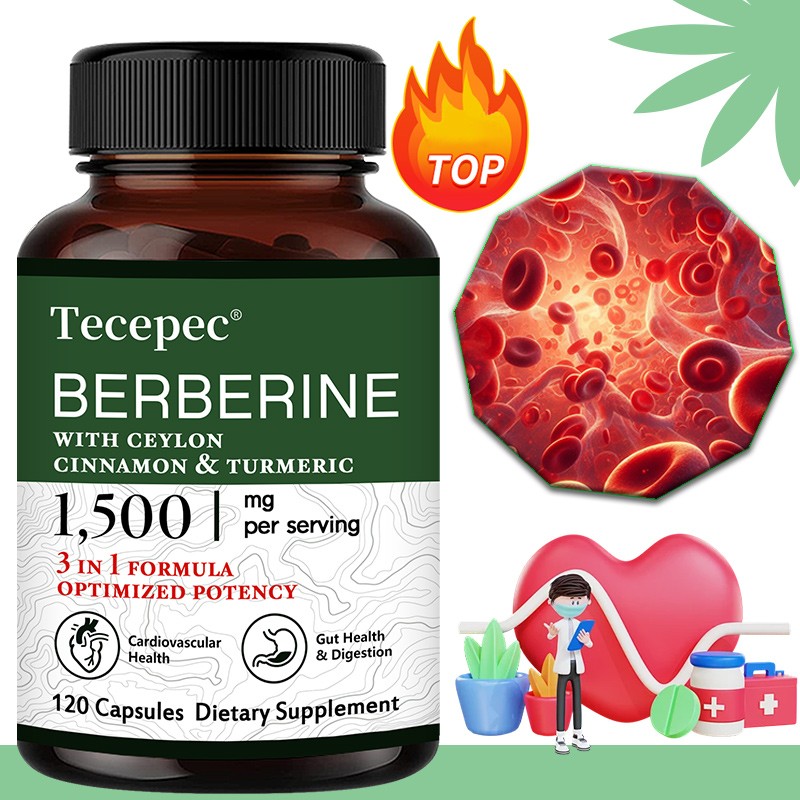 Berberine – Intestinal,Cardiovascular & Digestive Health,120 Caps x 3 Bottle