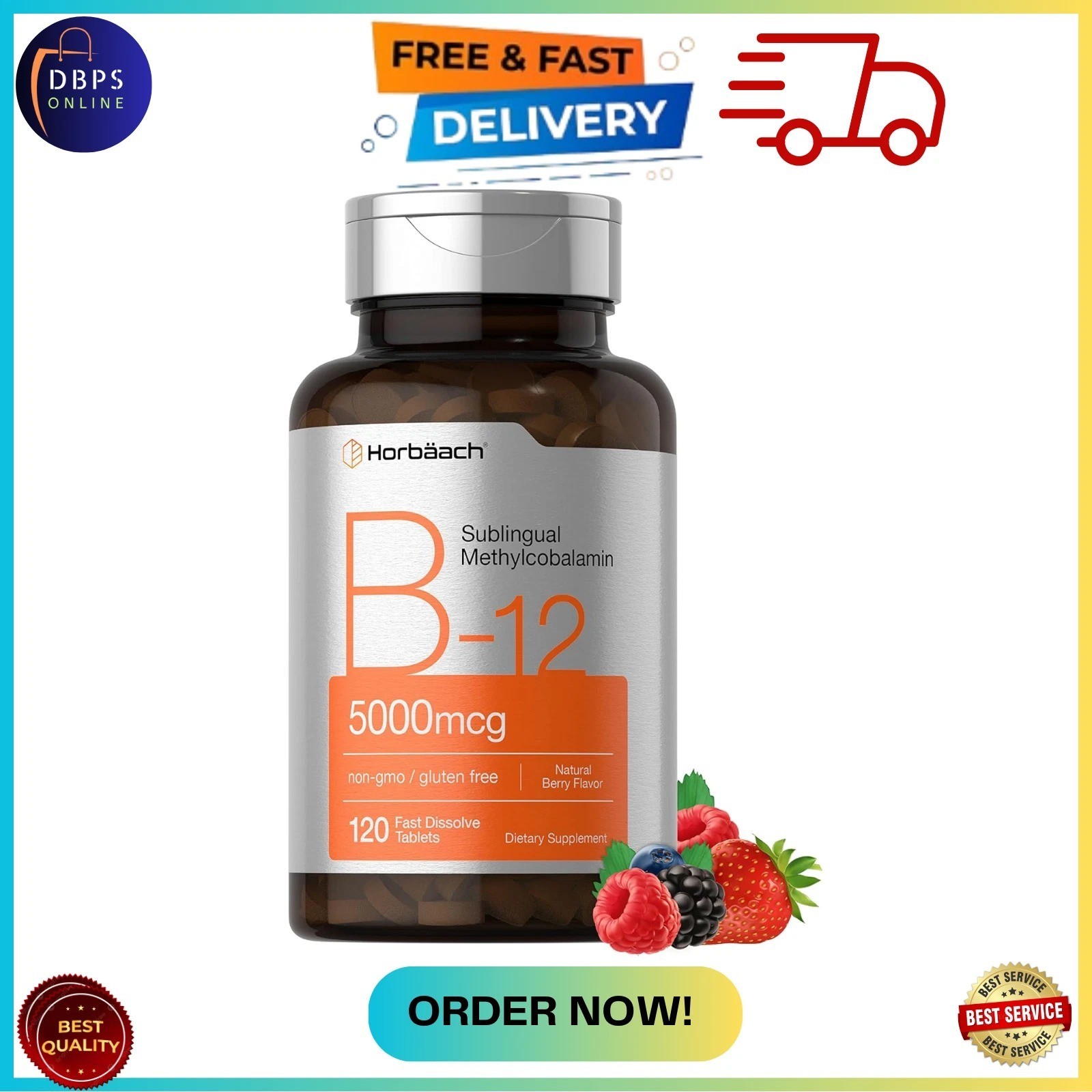 B12 Sublingual Methylcobalamin | 5000mcg | 120 Dissolvable Tablets | Free Ship..