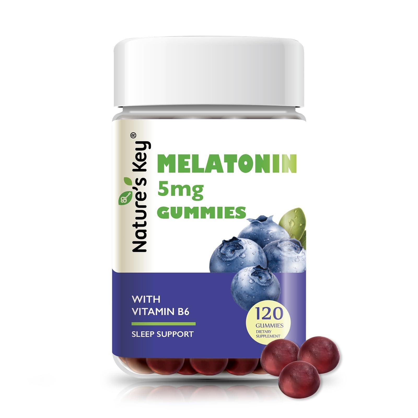 Nature’s Key 5mg Melatonin Gummies Support  Sleep & Rela for Kids &Adults 120