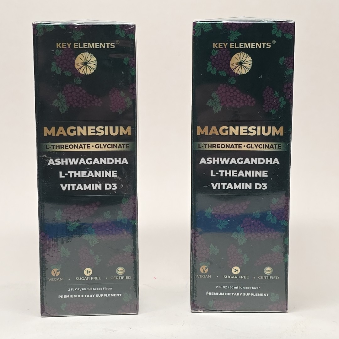 2 Pack, Magnesium Drops With Ashwagandha, L Theanine, Vit D3