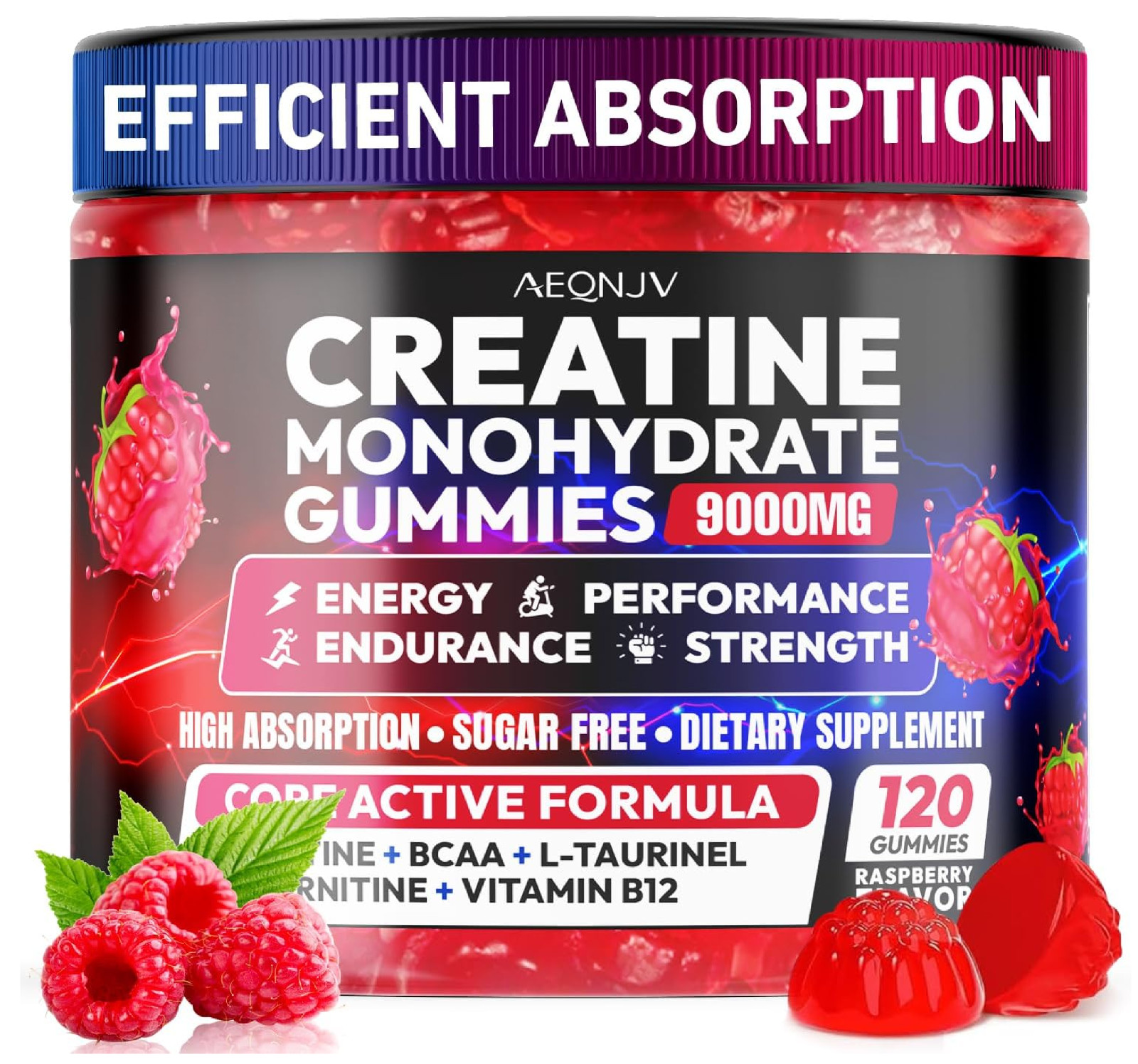 Creatine Gummies Monohydrate Complex 9000MG, Pre-Workout for Men & Women, Creati