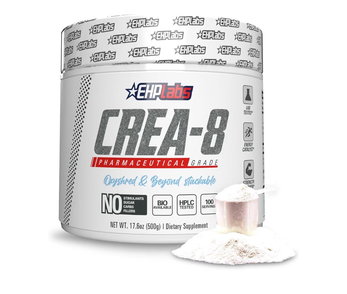 EHP Labs CREA-8 Creatine Monohydrate Powder Unflavored 500g 100 Servings Vegan