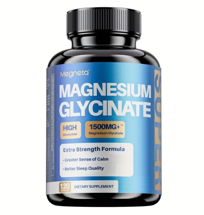 Magnesium Glycinate Extra Strength 1500mg 120ct. Helps: Calmness-Sleep-LegCramps