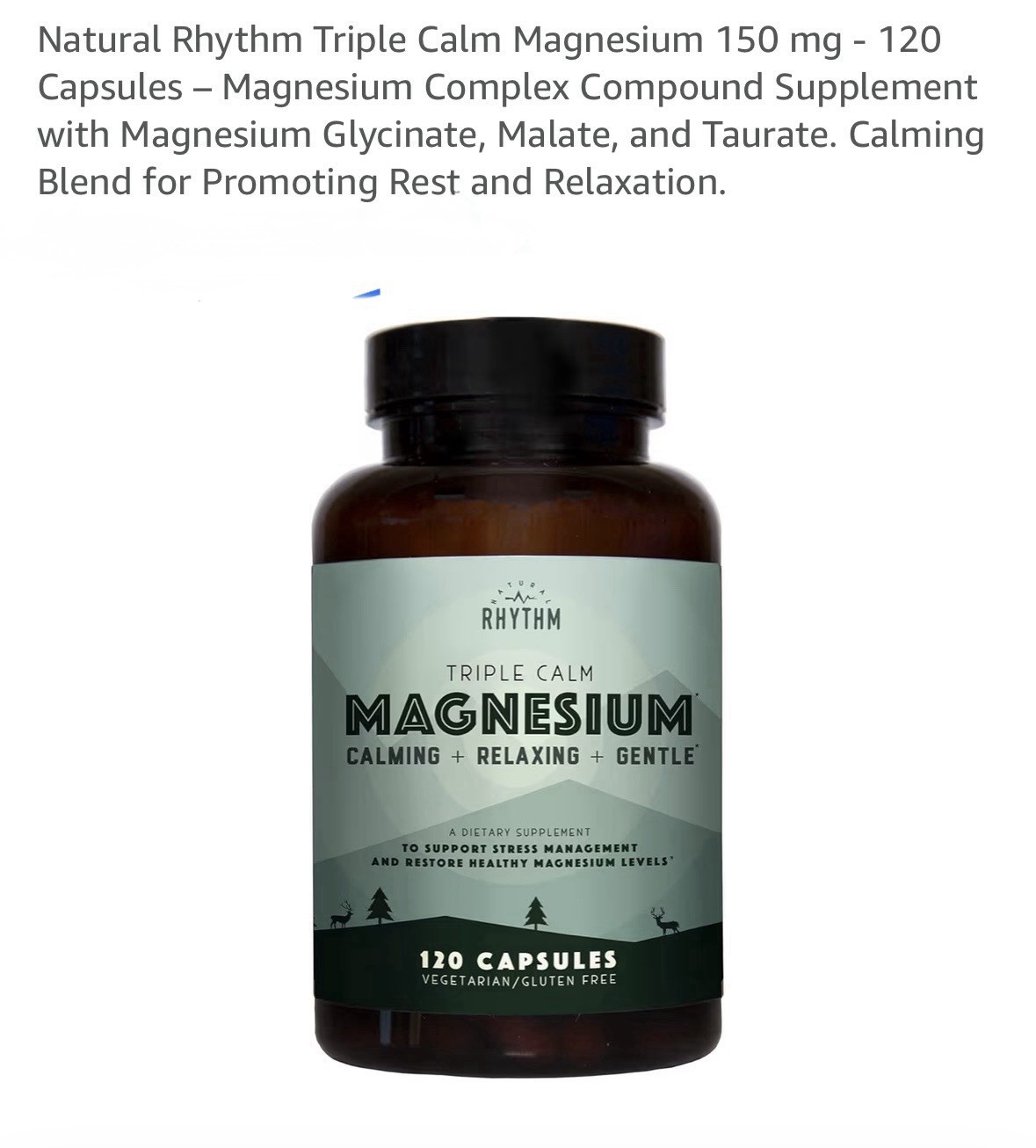 3 JARS Magnesium Glycinate 150mg High Absorption Elemental Magnesium 360 CapsTL