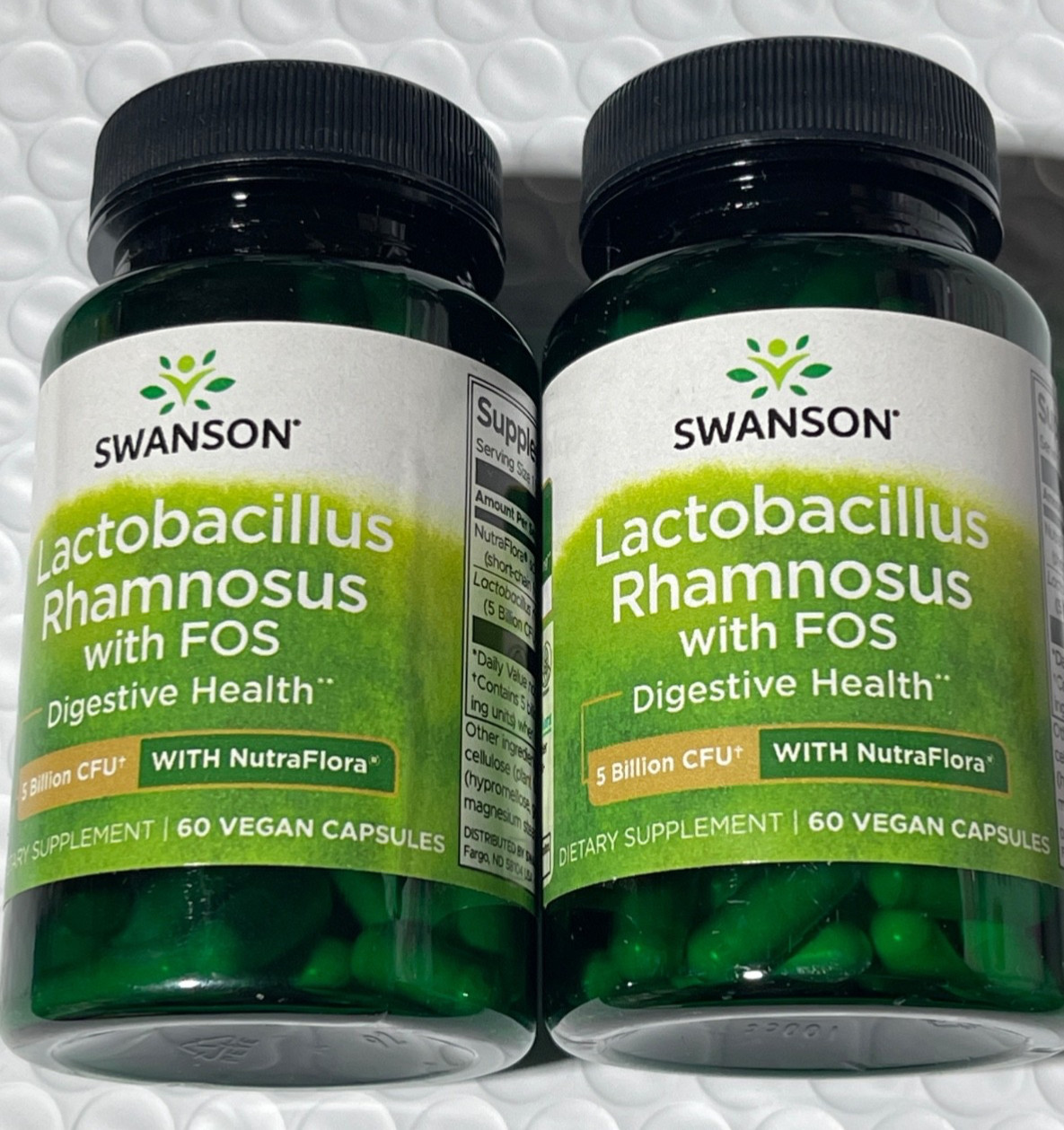 2 Pack Lactobacillus Rhamnosus with FOS, 120 Veggie Caps Probiotic 5 Billion CFU