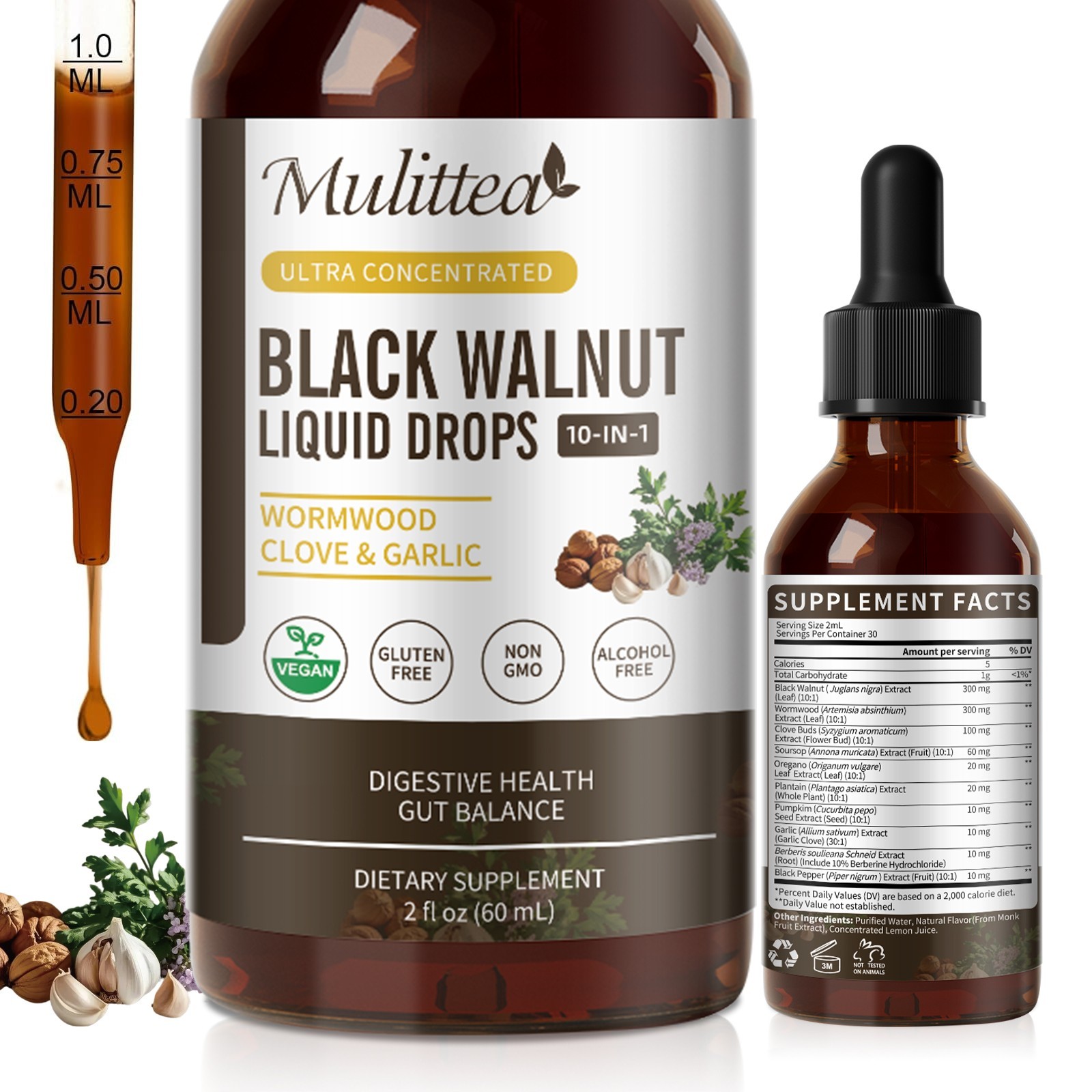 Parasite Cleanse Parasite Detox Tincture Wormwood, Black Walnut Hull, Clove 60ml