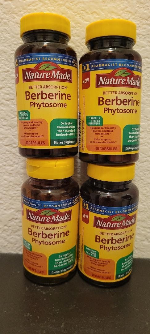Nature Made Better Absorption Berberine Phytosome 60 Caps 4 Bottles 240 Total