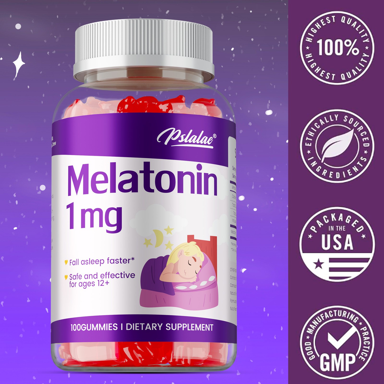 Melatonin 1mg – Children’s Sleep Aid Gummies To Help You Fall Asleep Faster