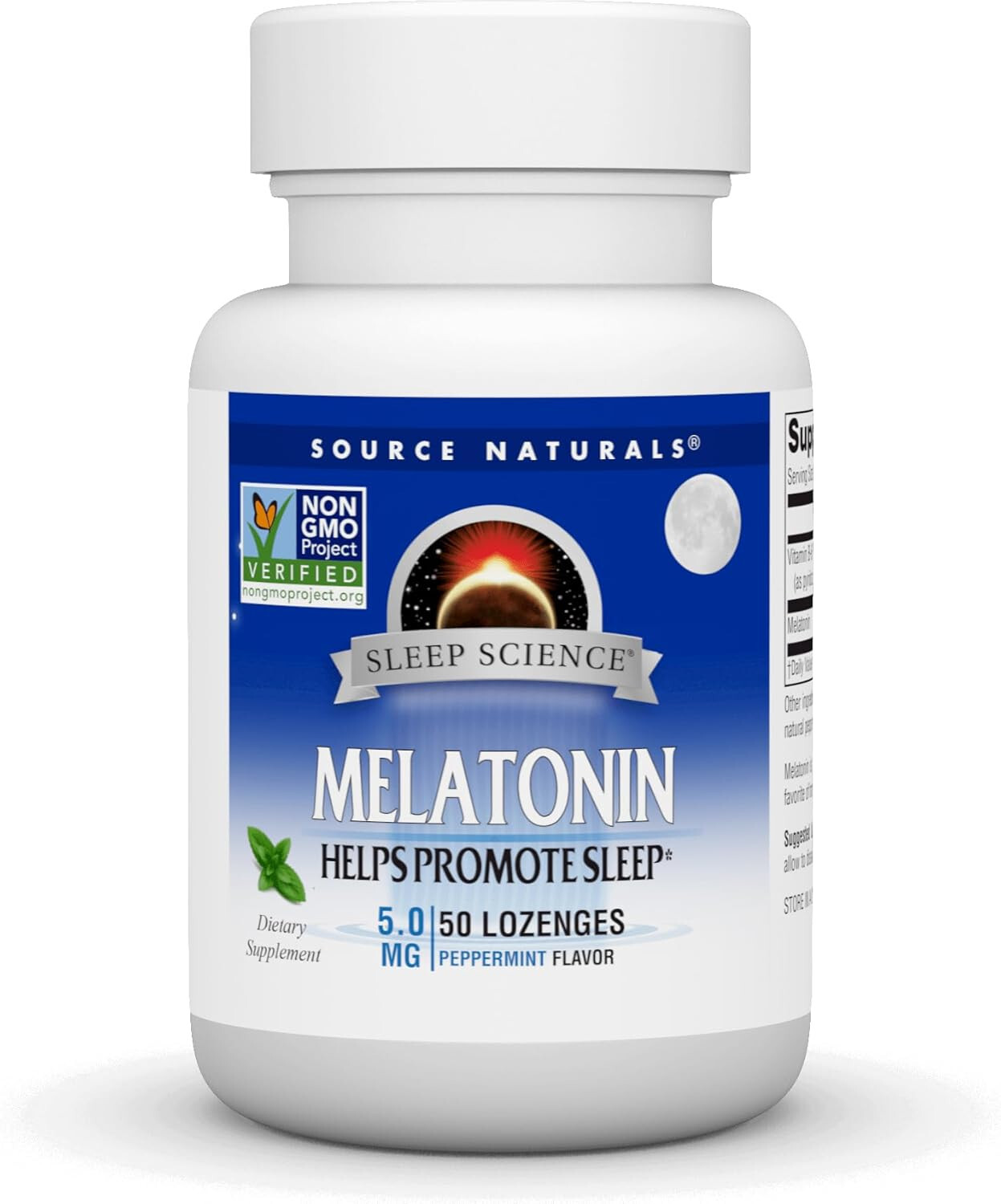 Source Naturals, Inc. Melatonin 5mg Sublingual-Peppermint 50 Lozenge