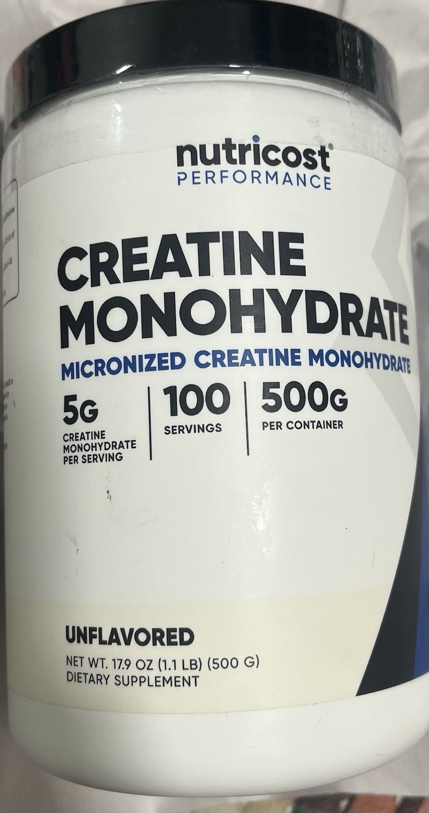 Nutricost Pure Creatine Monohydrate 500 Gram Powder Unflavored exp-03/28, Sealed