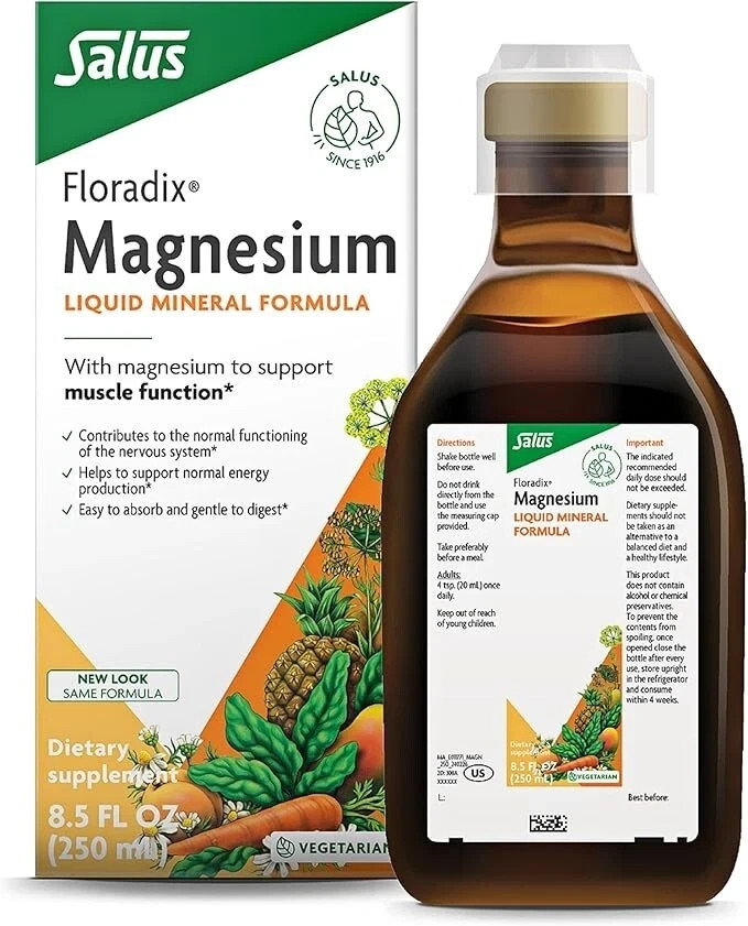 Floradix Magnesium – Liquid Herbal & Mineral Supplement- 8.5 Fl Oz