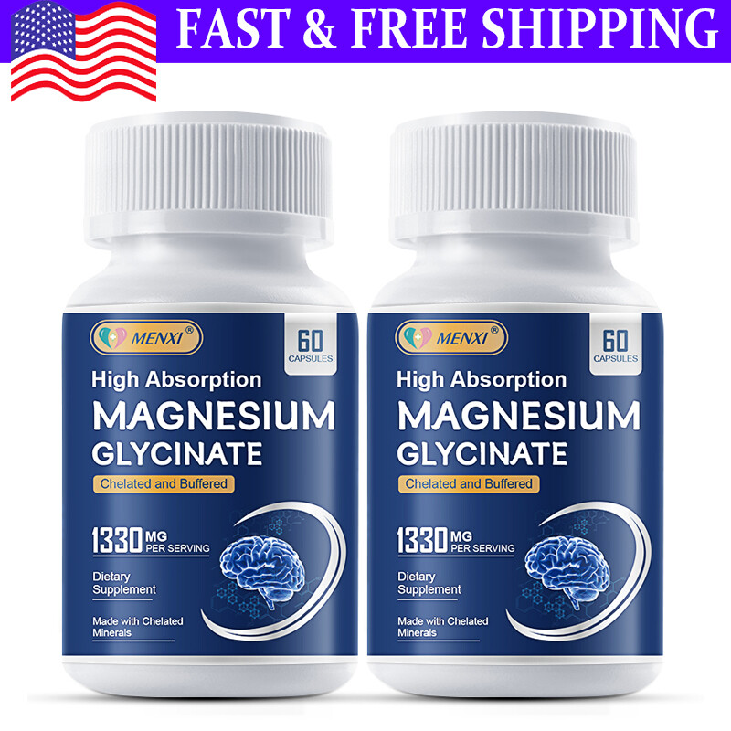 Magnesium Glycinate 120 Capsules 1330mg Improve Mental Focus High Absorption