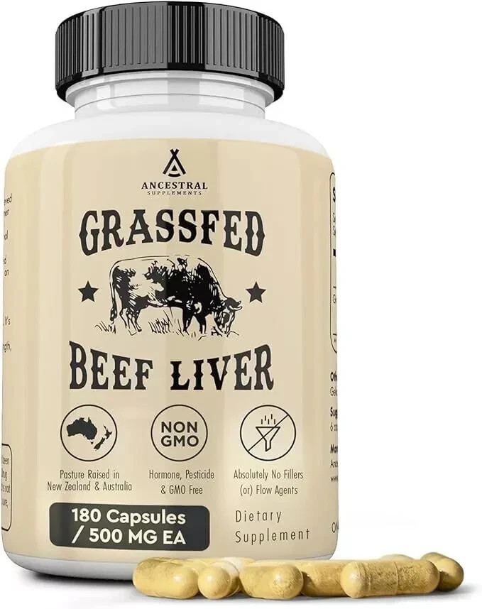 Ancestral Supplements Grassfed Beef Liver – 180 Capsules 500mg – free shipping