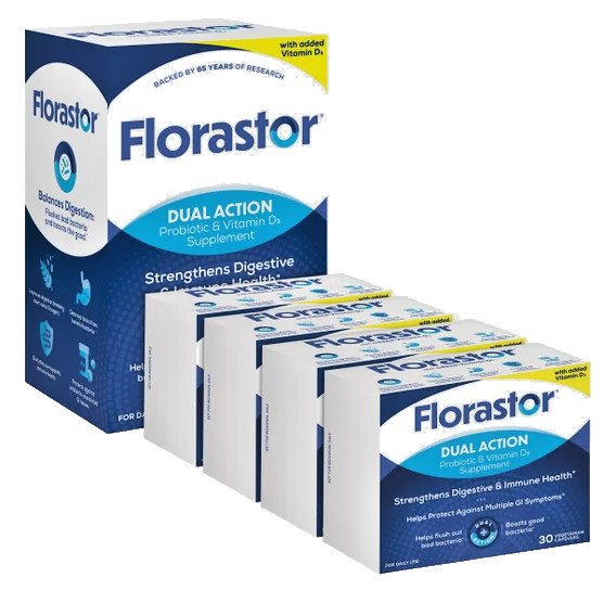 Florastor Daily Probiotic + Vitamin D3 120 Ct.  Exp 02/2027 Vegetarian Capsules