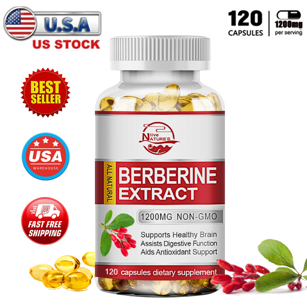Organic Premium Berberine HCL Extract 1200mg 120 Capsules Blood Sugar Support