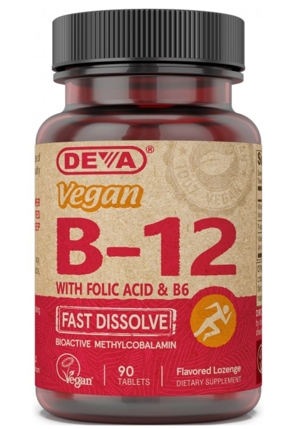 Deva VEGAN VITAMIN B-12 w/ Folic Acid & B6 Fast Dissolve 90 Tabs