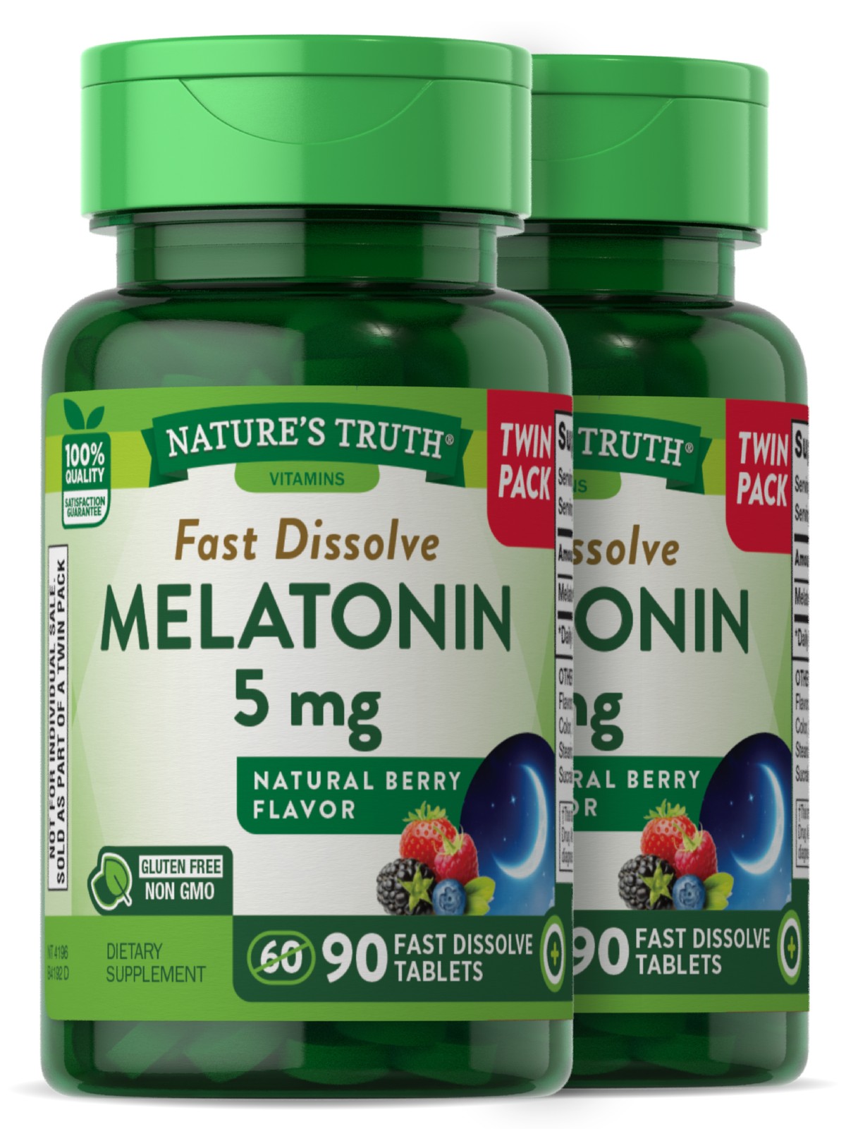 Melatonin 5mg | 180 Fast Dissolve Tablets | Twin Pack | by Nature’s Truth