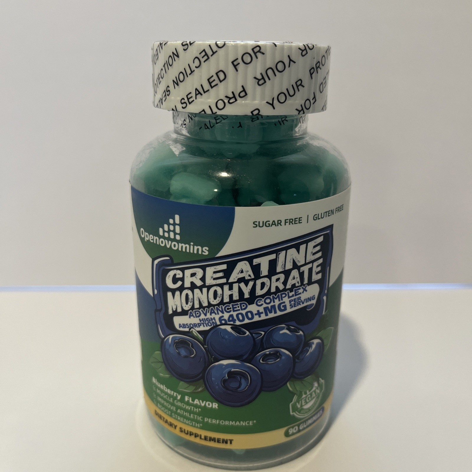 Openovomins Creatine Monohydrate Gummies Blueberry 6400mg 90 Count New