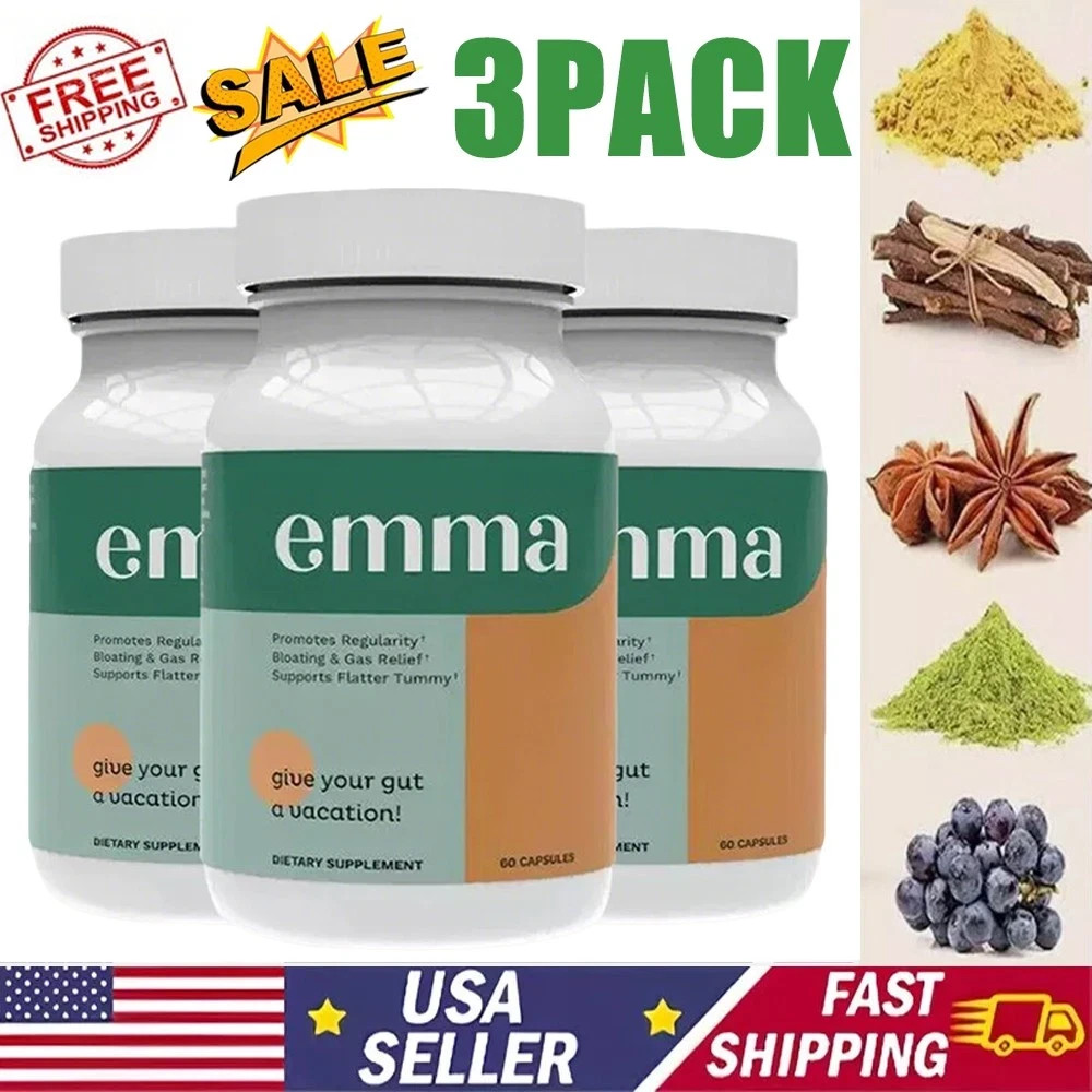 3 Pack Emma Gut Health Supplement 180 Capsules for Bloating Relief & Leaky Gut