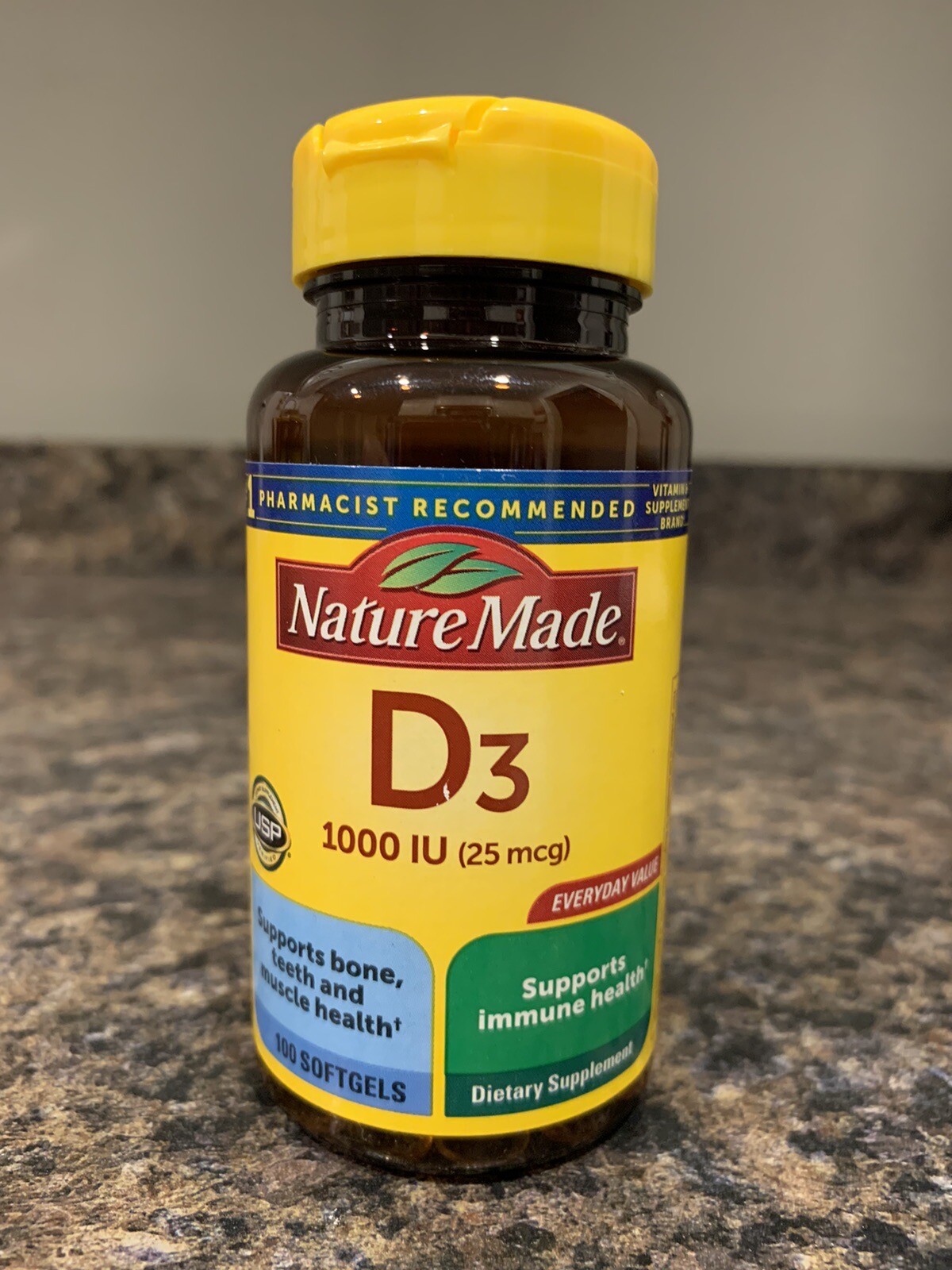 Nature Made Vitamin D3 1000 IU 25 mcg Softgels 100 Ct Exp 06/2026+ New Sealed