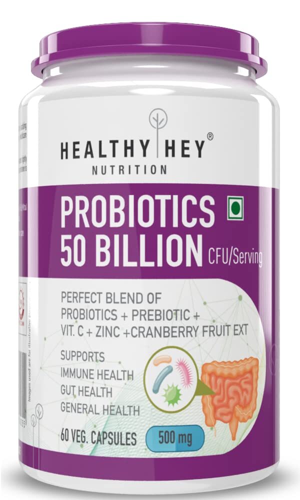 HealthyHey Nutrition Probiotics 50 Billion CFU Multi- Strains, 60 Veg. Capsules