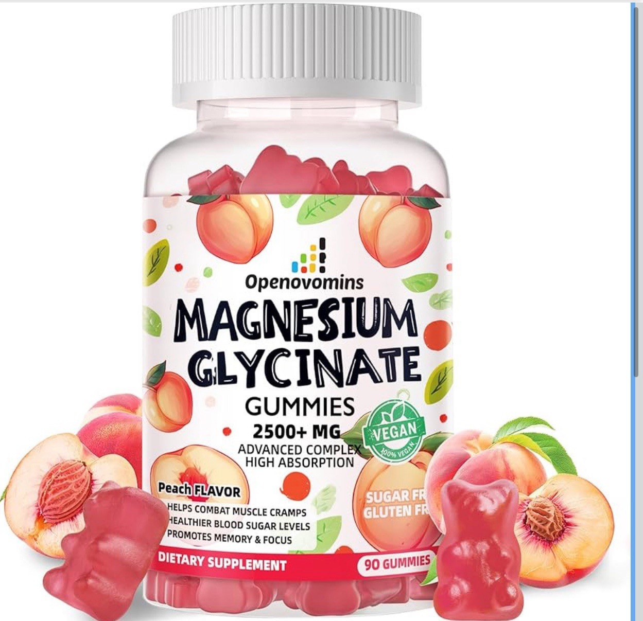 Magnesium Glycinate Gummies 2500mg – Sugar Free Magnesium Potassium Supplement