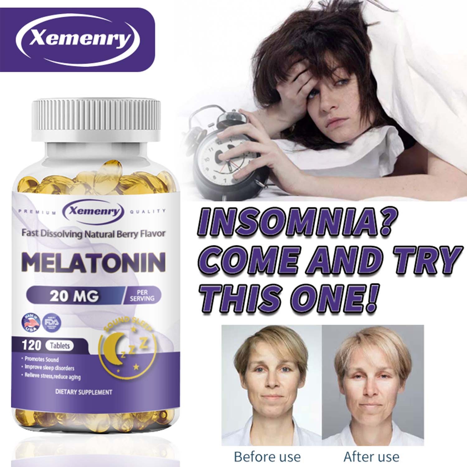 Melatonin 20mg – Helps Relax & Promote Natural Sleep, Sleep Aid, Asleep Quickly