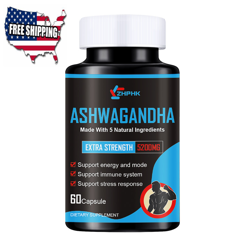 Organic Ashwagandha Capsules 5200mg Supplement w/ Turmeric Black Pepper Extract