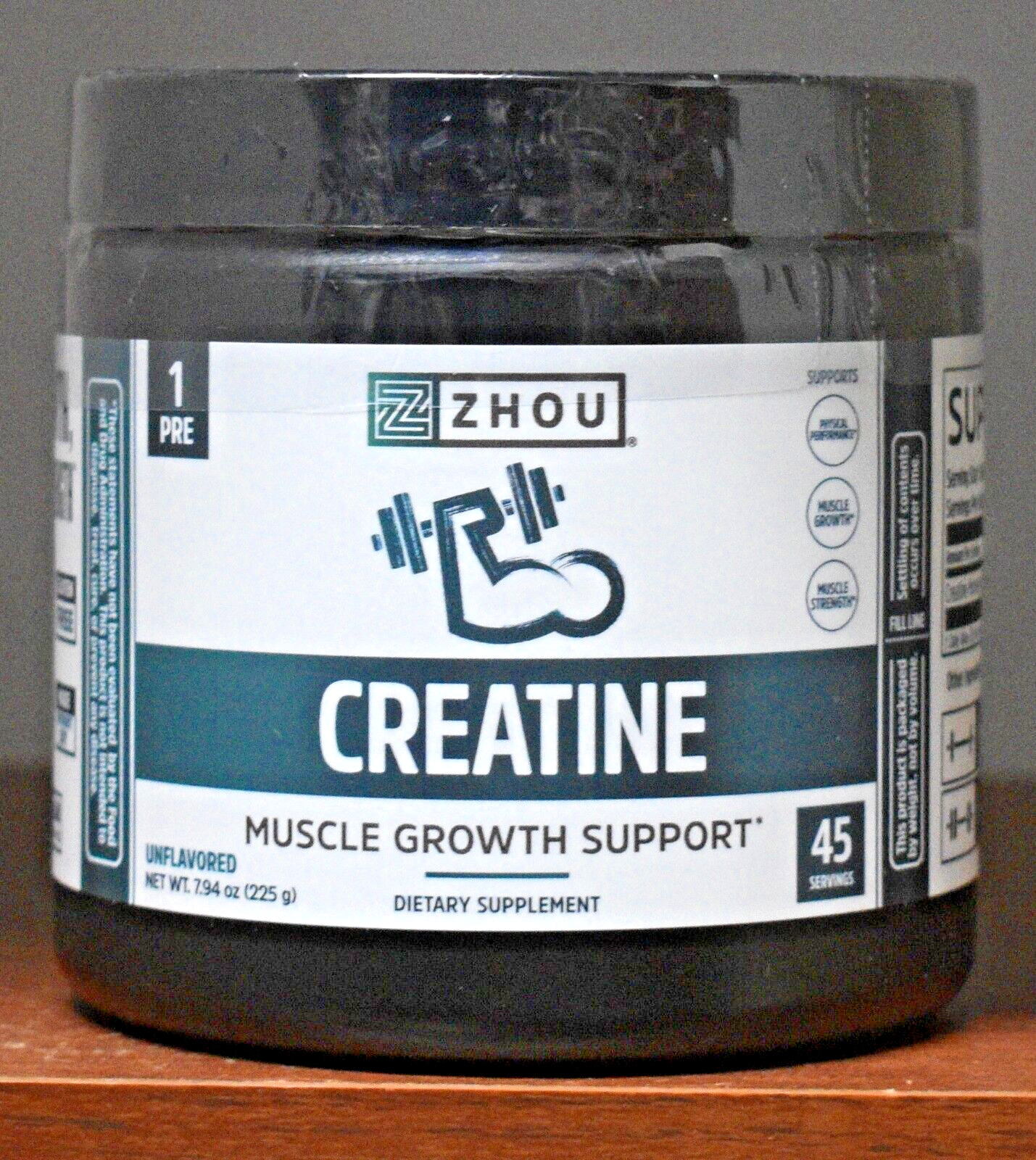 Zhou Creatine Monohydrate Powder Pure Unflavored 7.94 oz (225 g) Muscle Growth
