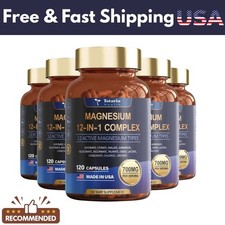Magnesium 12 in 1 Complex 700mg – Dietary Supplement 120 Capsules (5-piece set)