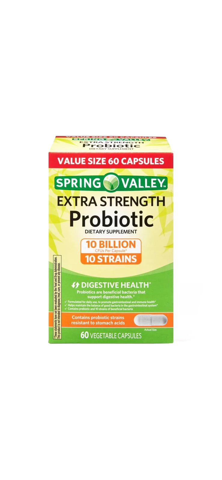 Spring Valley Extra Strength Probiotic Vegetable Capsules, 60 Count