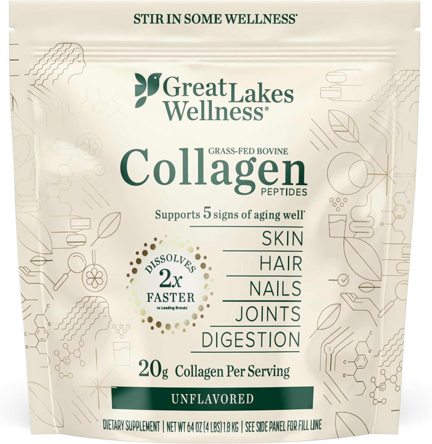 Collagen Peptides Powder for Skin, Hair, Nails, Joints & Digestion – Unflavored