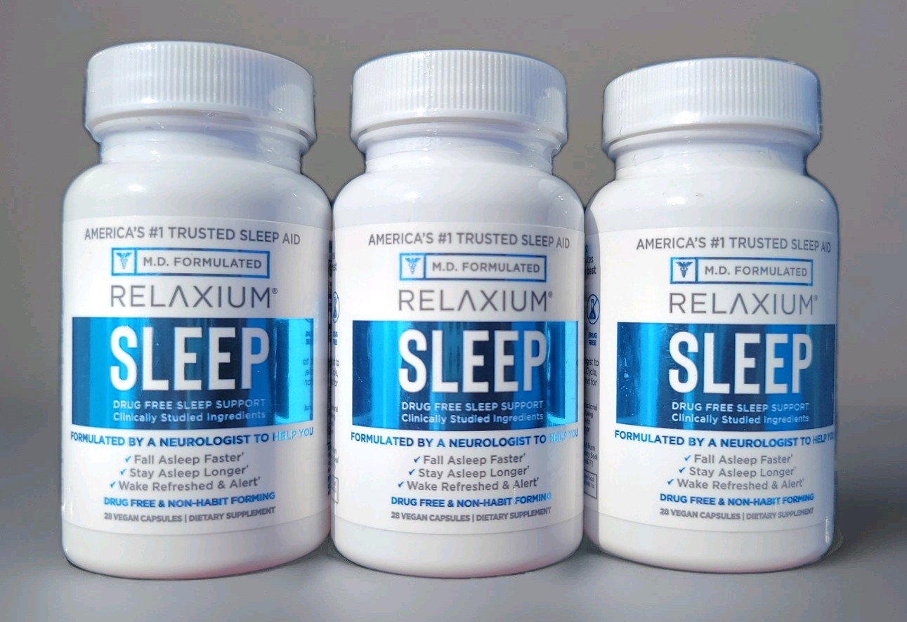 3 Bottles Relaxium Sleep Aid with Melatonin Non-Habit Sleep Aid – 84 Total! NEW!