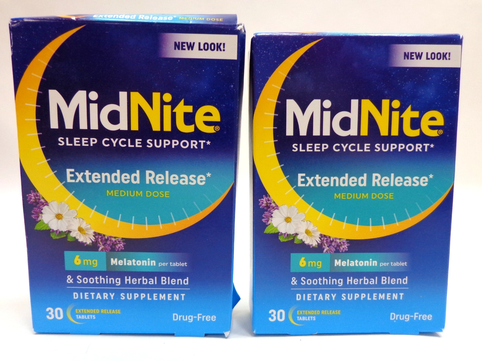 2 MidNite Sleep Support EXTENDED RELEASE 6mg Melatonin Box Damage  01/2026