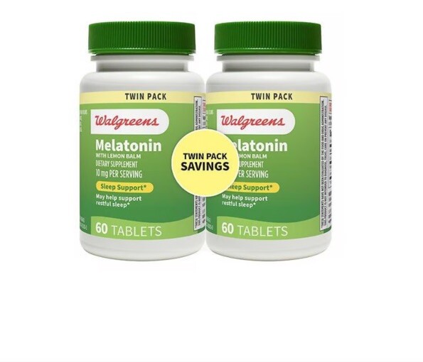 Walgreens Melatonin Dietary Supplement Sleep Support 10 mg 160 Tablet Twin Pack