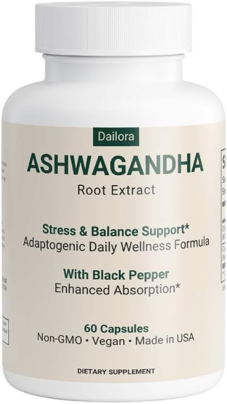 Ashwagandha Capsules 60 Count | Organic Adaptogen Supplement | Stress Support