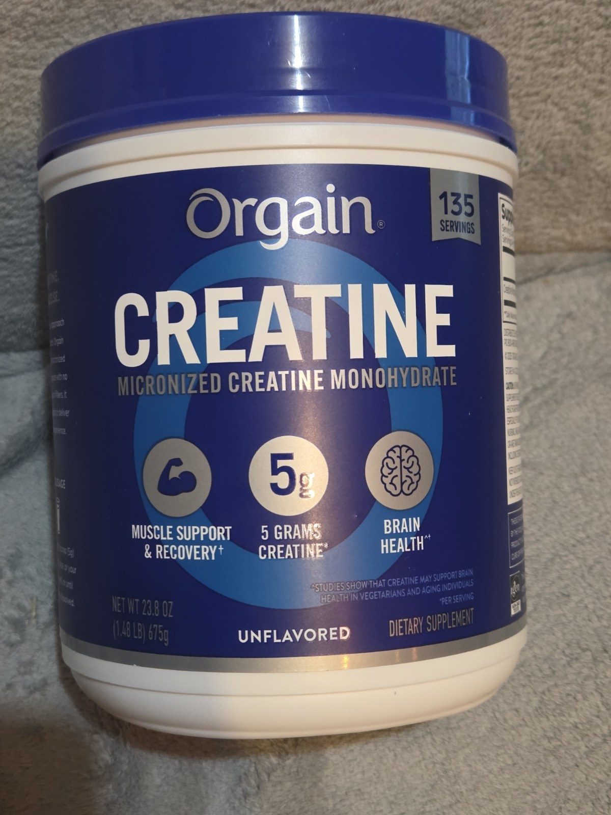 New Orgain Creatine Monohydrate Muscle Brain Unflavored 135 Serving 23.8 Oz