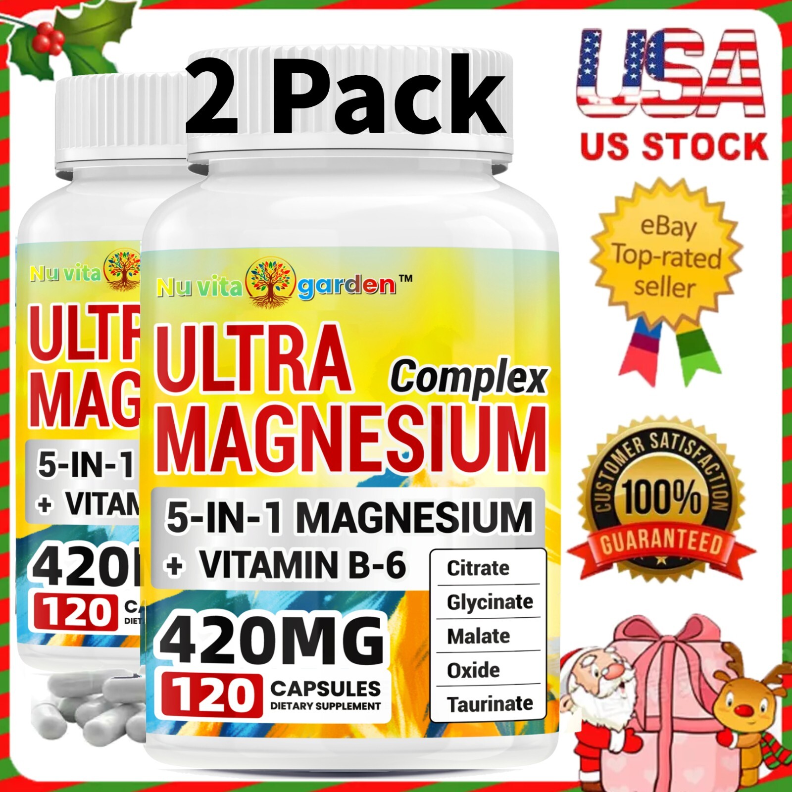 5-in-1 Magnesium Complex Supplement & Vitamin B6 –  Sleep Muscle Support