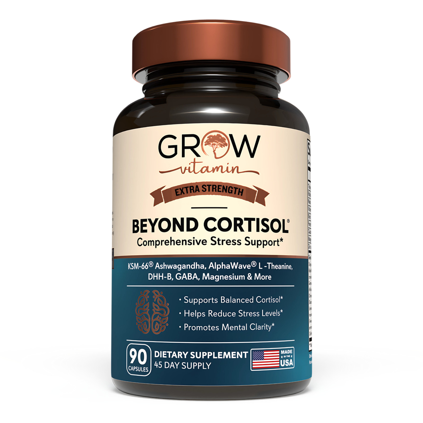 Grow Vitamin Beyond Cortisol – Comprehensive stress support supplement, 90 caps