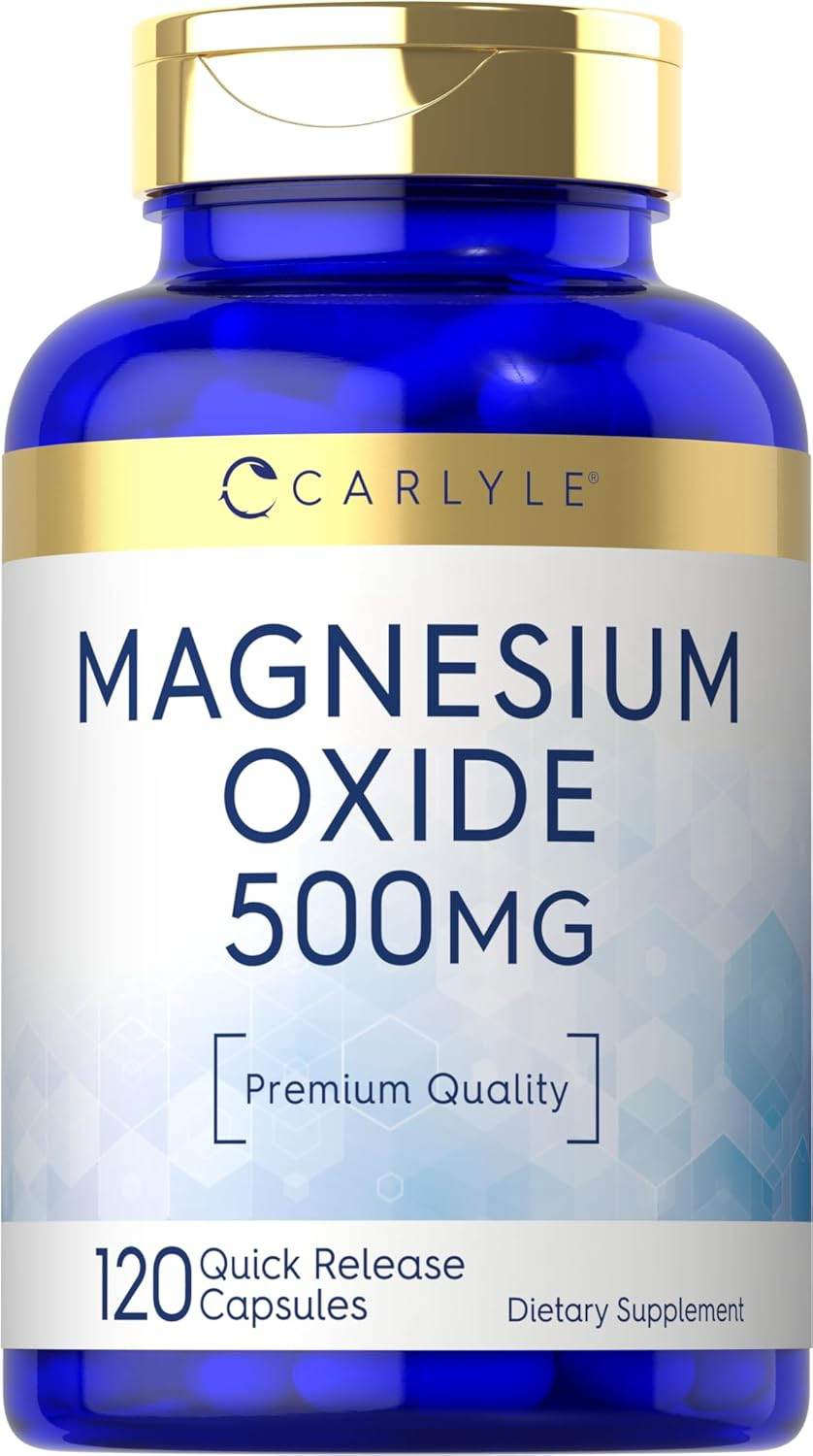 Magnesium Oxide 500Mg | 120 Capsules | Premium Quality | Non-Gmo and Gluten Free