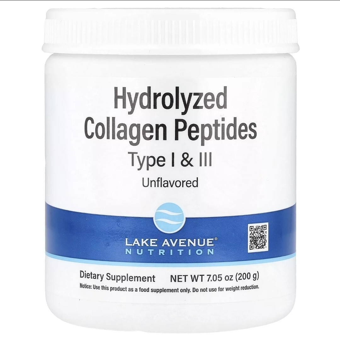 Lake Avenue Hydrolyzed Collagen Peptides, Type I & III, Unflavored, 7.05 oz