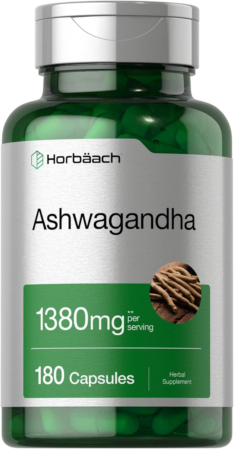 Ashwagandha Root Extract 1380mg Eq | 180 Capsules | Herbal, Non-GMO, Gluten Free