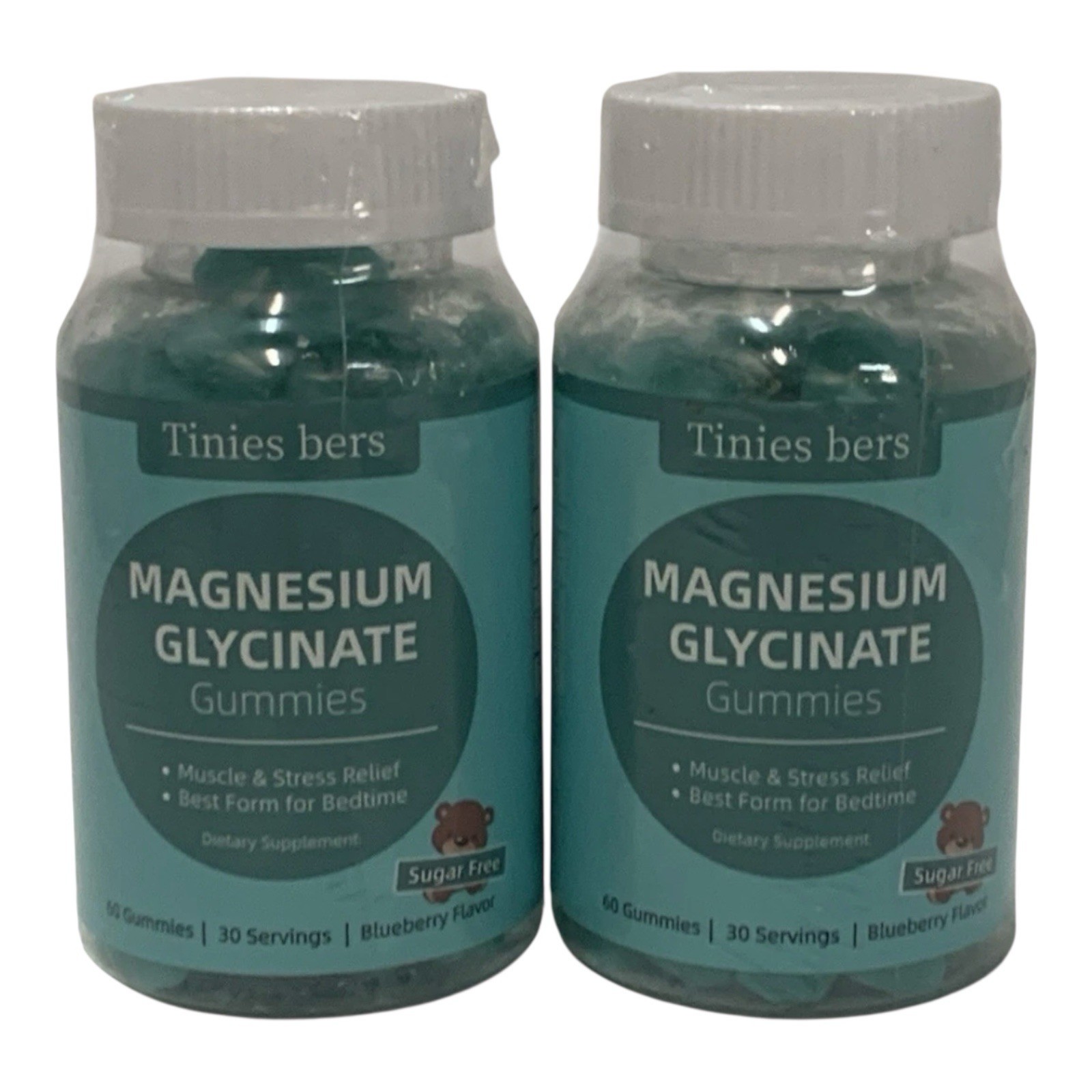 2 Count- Magnesium Glycinate Gummies, 60ct Each Blueberry- New, Sealed