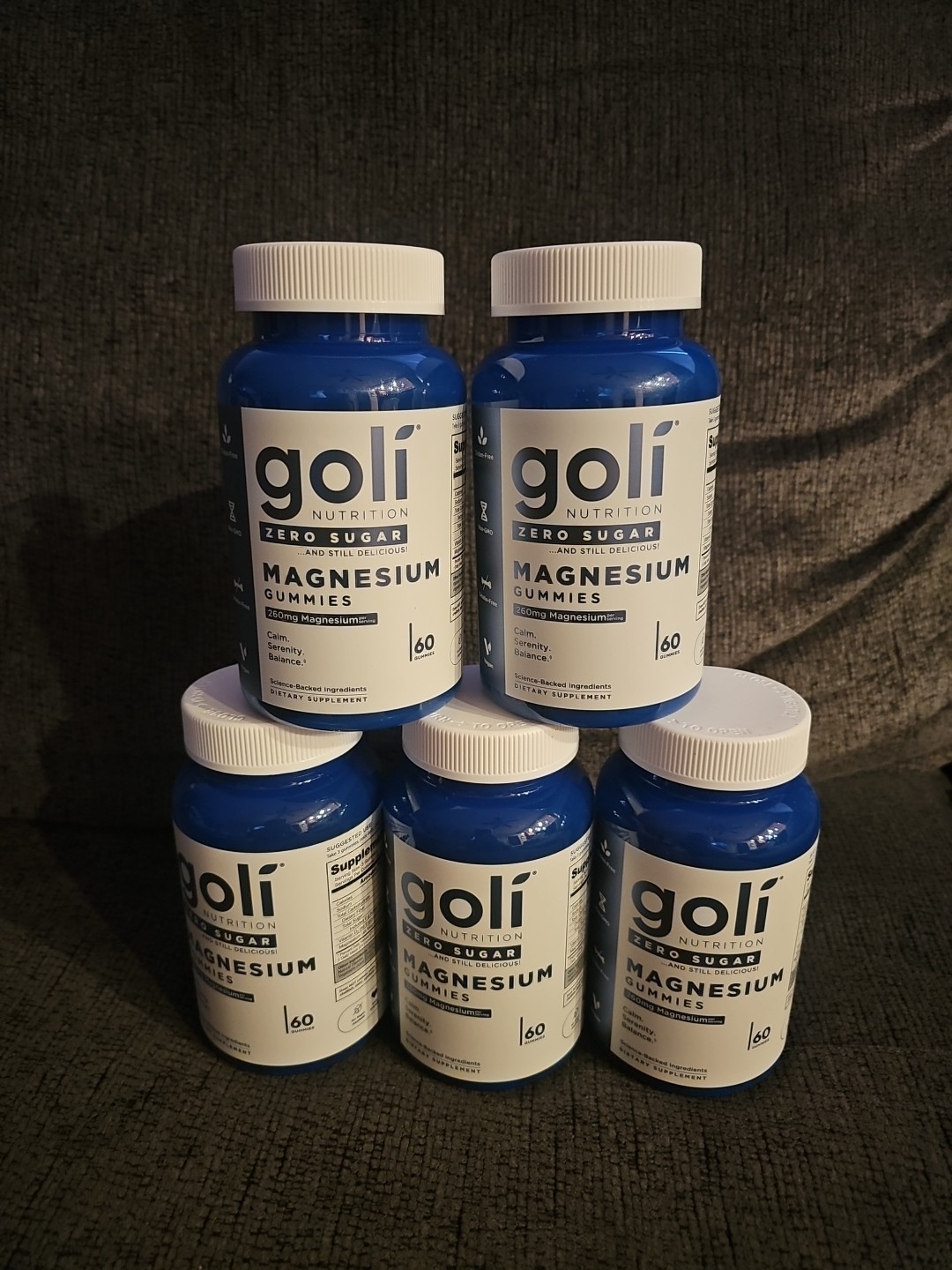 Lot Of 5 GOLI Nutrition Magnesium Gummies 260mg ZERO SUGAR 60 Count / Exp. 3-27